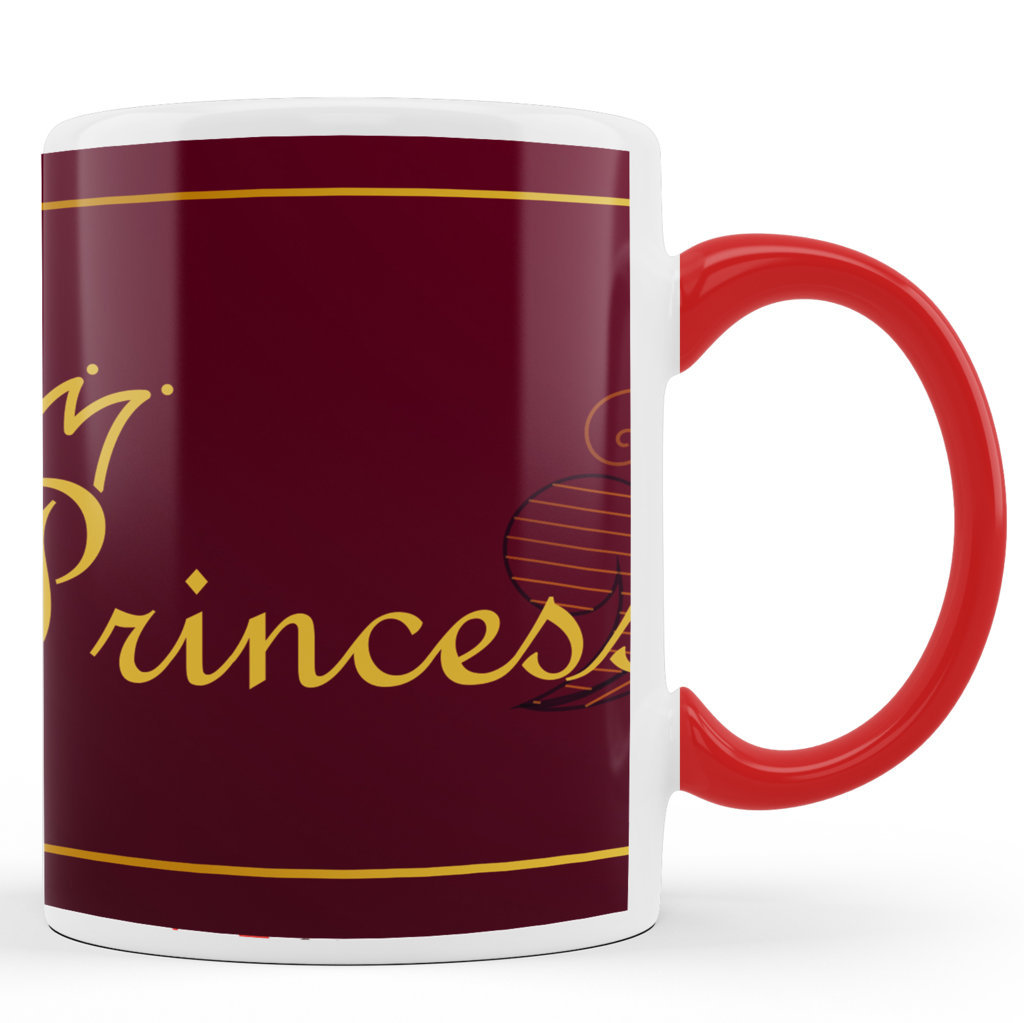 Printed Ceramic Coffee Mug | Princess – Red Gradient Background |Family |  325 Ml 